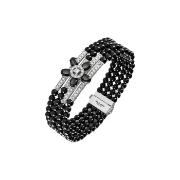 GIORGIO ARMANI 18K White-gold Diamond-and-onyx Sì Bracelet