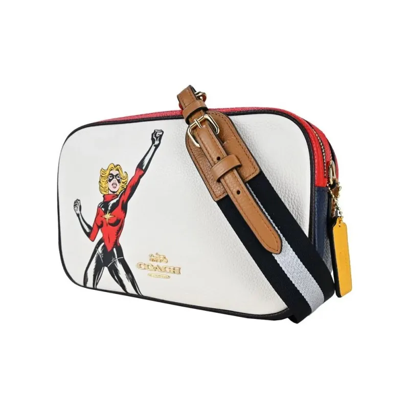 COACH MARVEL Collaboration Jes Cow Leather Camera Bags Crossbody Bag Shoulder Bag Medium Size Women's White-1