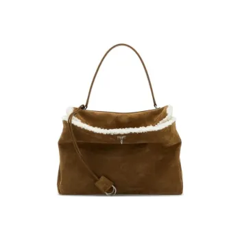 Balenciaga Suede Handbag Large Size Women's Umber