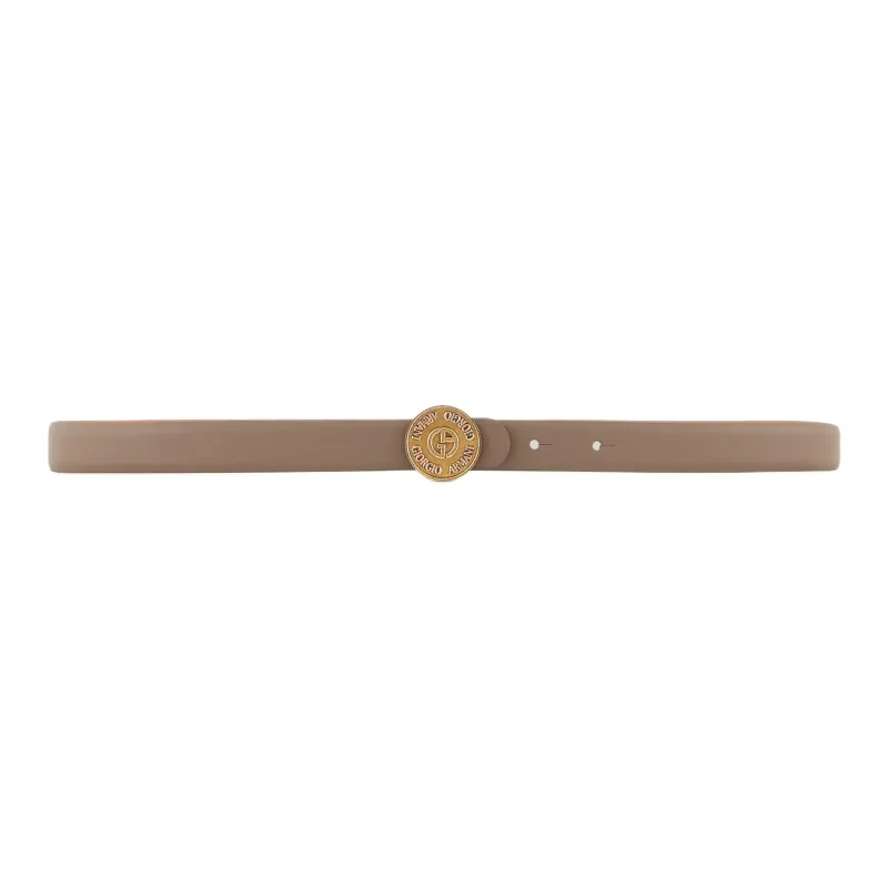 GIORGIO ARMANI Slim Leather Belt With Round Buckle-1