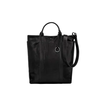 LONGCHAMP Parisis Lambskin Tote Bag Shopping Bag Shoulder Bag Crossbody Bag Handbag Medium Size Men's Black
