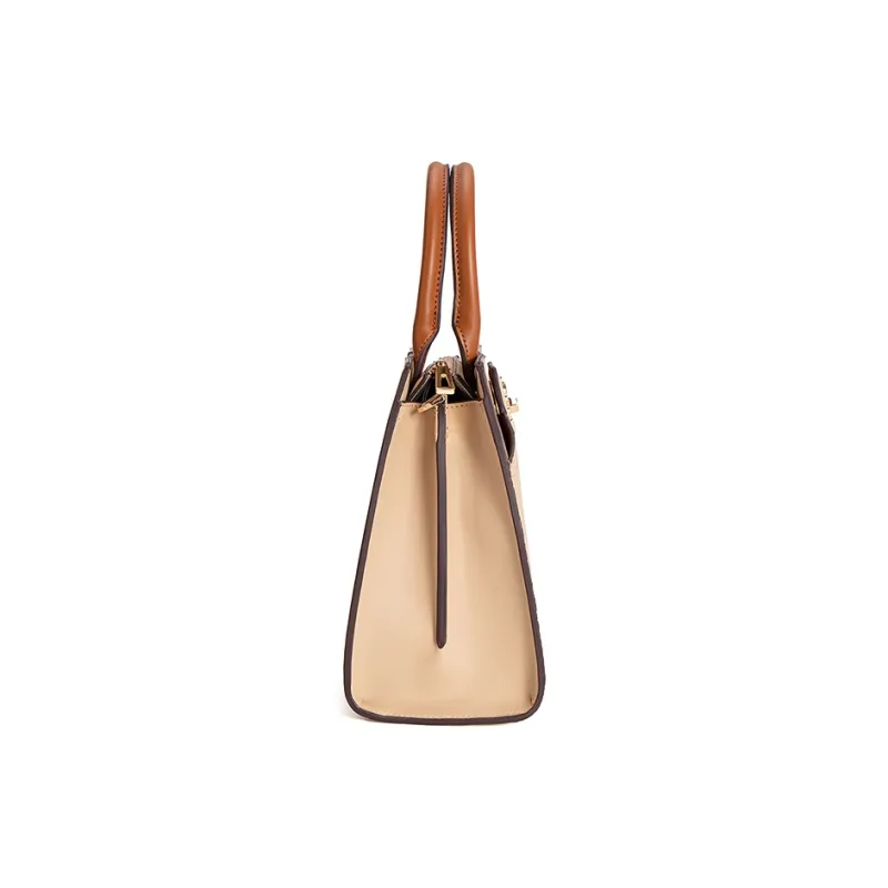 Vigno Synthetic Leather Handbag One Shoulder Crossbody Tote Pack Regular Women's Apricot-3