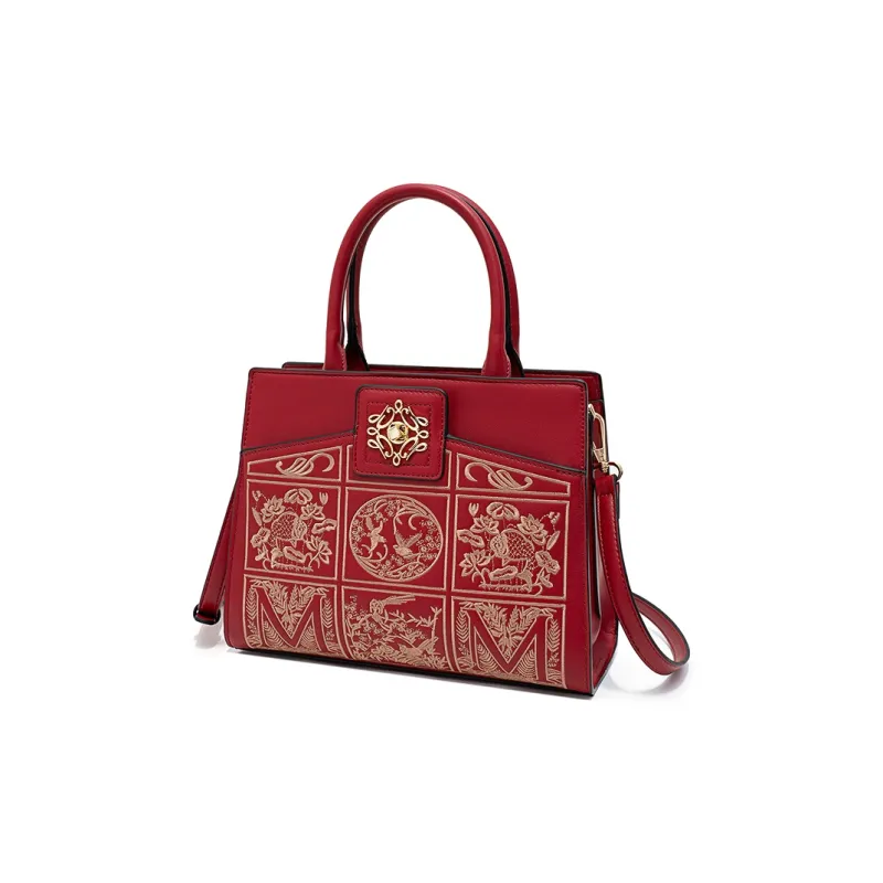 Vigno Synthetic Leather Tote Bag Shopping Bag Handbag Regular Women's Apricot/Red-9