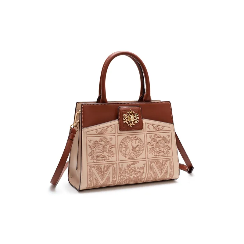 Vigno Synthetic Leather Tote Bag Shopping Bag Handbag Regular Women's Apricot/Red-2
