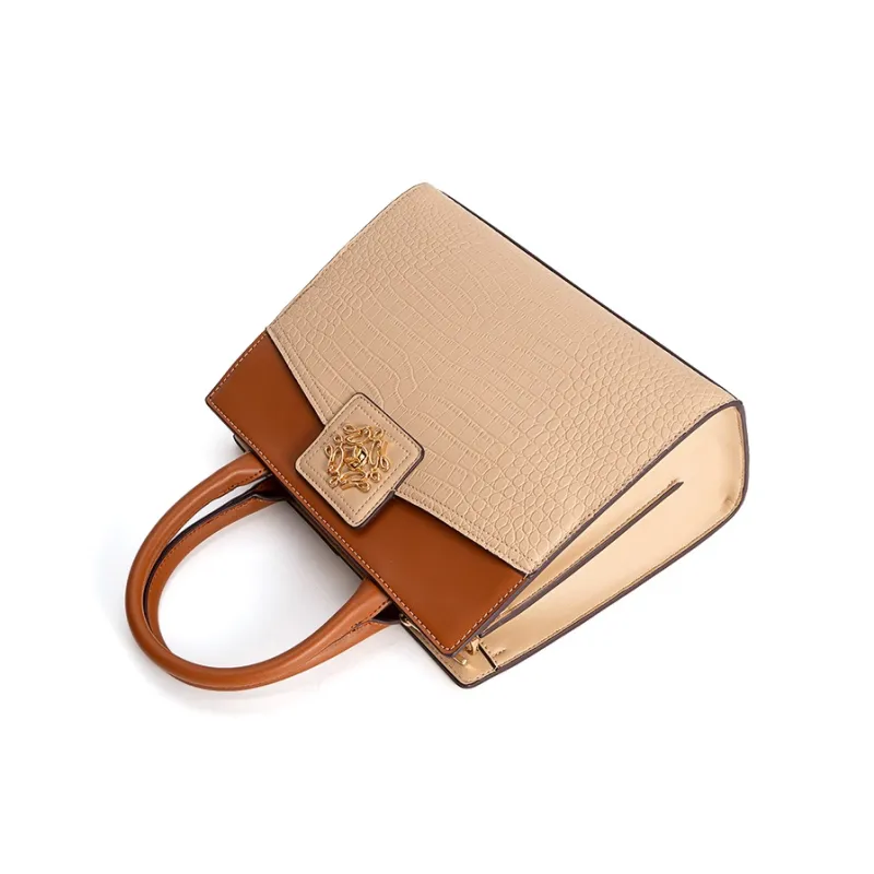 Vigno Synthetic Leather Handbag One Shoulder Crossbody Tote Pack Regular Women's Apricot-2
