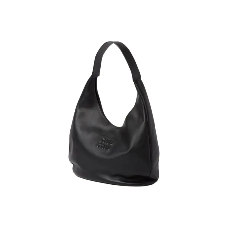 MIU MIU Leather Hobo Bag, Handbag, Shoulder Bag Women's Black-1