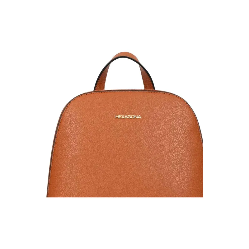 H HEXAGONA PARIS Grain Print Synthetic Fiber Backpack Regular Women's Brown-3