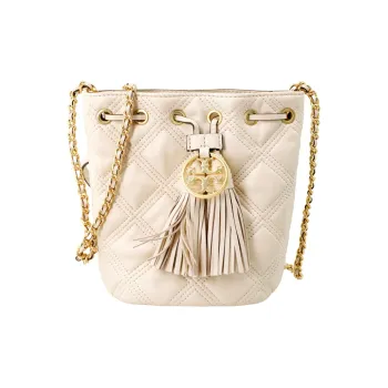TORY BURCH Fleming Sheepskin Bucket Bags Shoulder Bag Crossbody Bag Mini Women's White