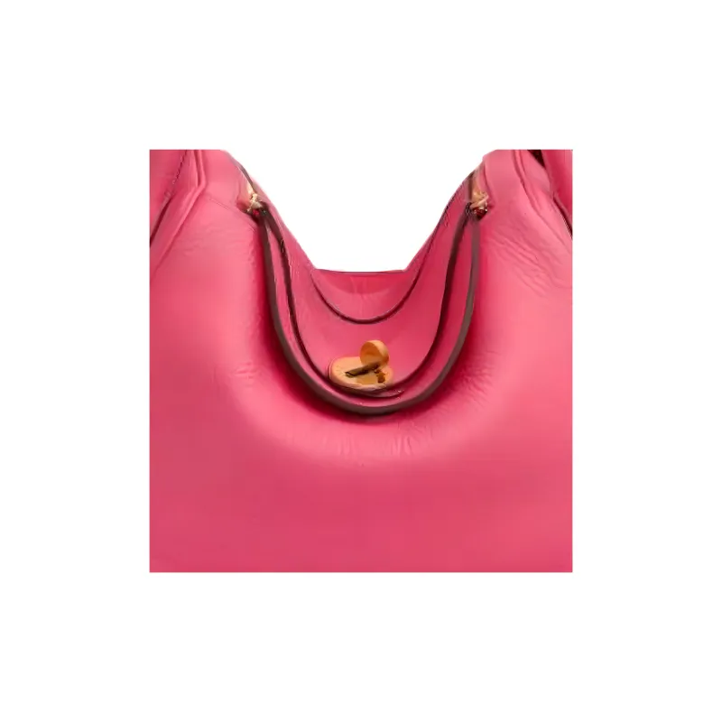 HERMES Lindy Clemence Bullock Leather Matte Crocodile Leather Handbag Women's Dujuan Multicolor & Dujuan Red-3