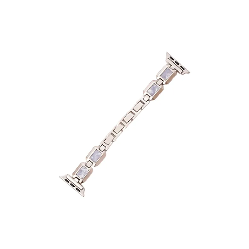 Warbler Dew Compatible With Apple Watch Apple Watch Band S9/S8/SE/7/6/5/4/3 Gold Alloy Block Silicone Strap-10