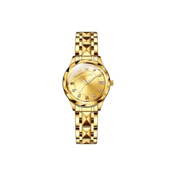 AIYISHI Mechanical Movement Steel Strap Watch Women's Watch Gold Dial