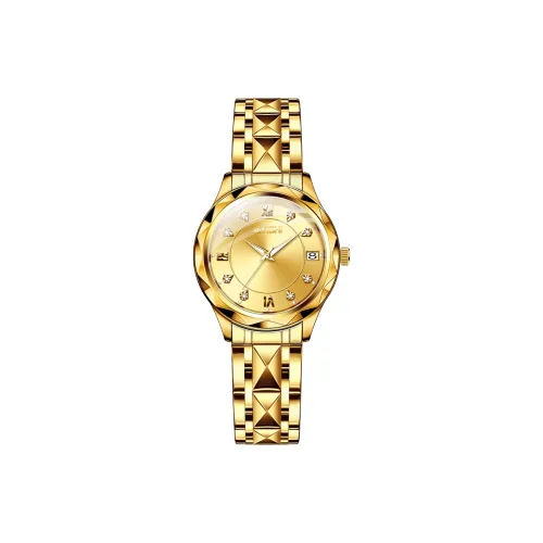 AIYISHI Mechanical Movement Steel Strap Watch Women's Watch Gold Dial