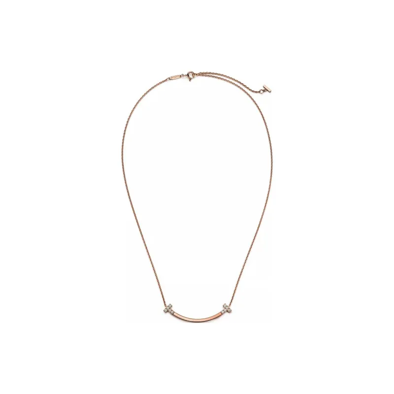 TIFFANY & CO. T Diamond 0.19 Ct Necklaces Unisex Rose Gold-2