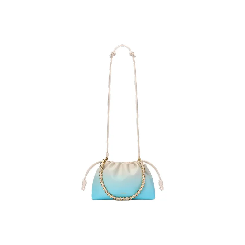 LOEWE Flamenco Sheepskin Clutch Bag Over The Shoulder Medium Size Women's Light Blue & White-6