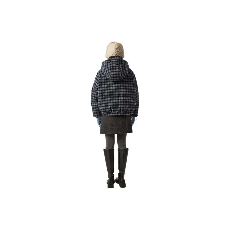Omont Down Jacket Women's Navy Blue Plaid-1