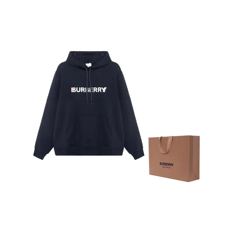 Burberry Women's Logo Print Hooded Sweatshirt Black-7