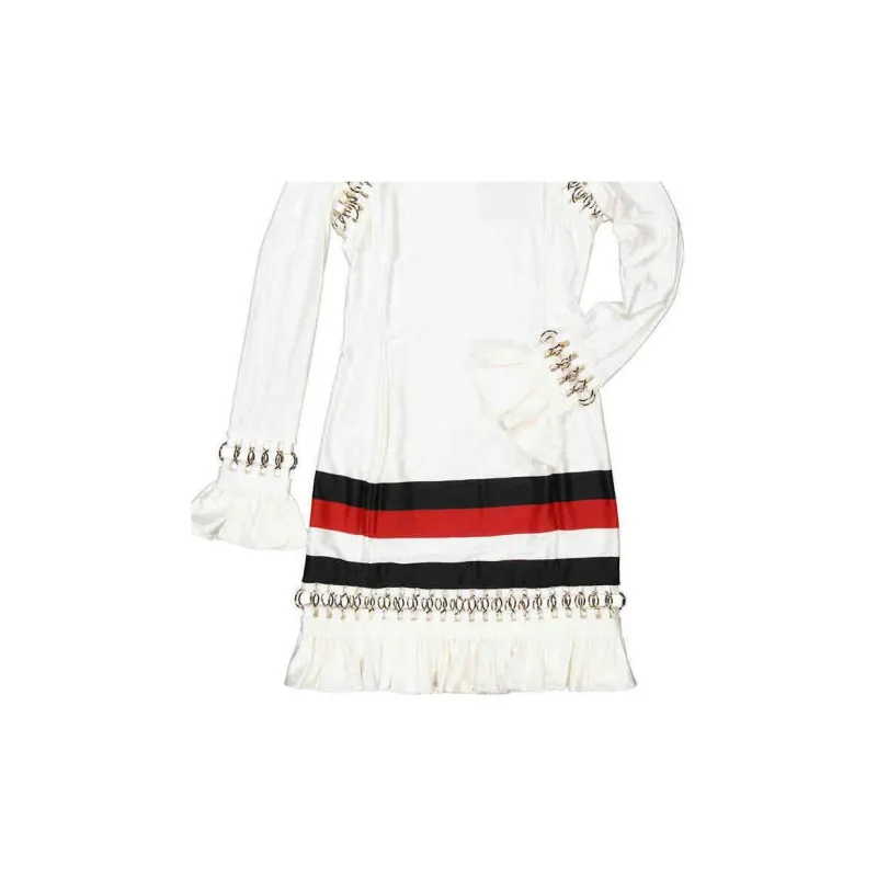 Burberry Long-Sleeved Dresses Women's White-4