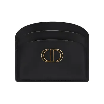 DIOR 30 Montaigne Smooth Cow Leather Card Holder Women's Black