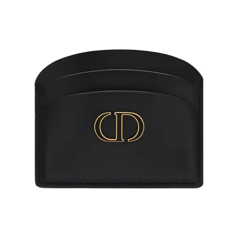 DIOR 30 Montaigne Smooth Cow Leather Card Holder Women's Black-0