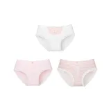 F Set-White Base Bib+Pink Lace+Pink Stripes[Breathable Cotton 3 Pack]