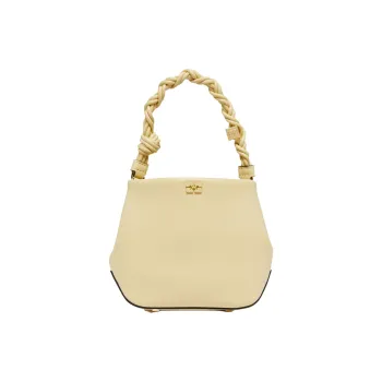 GANNI Recycled Leather Bucket Bags One Shoulder Handbags Small Size Women's Yellow