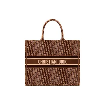 DIOR BookTote Velvet Totes Handbags Large Size Women's Brown