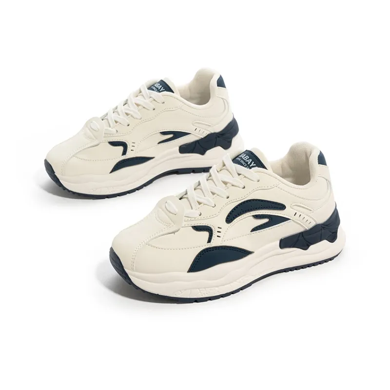 BABAYA KIDS Anti Slip Wear Resistant Low Top Chunky Sneakers Women's White Blue-2