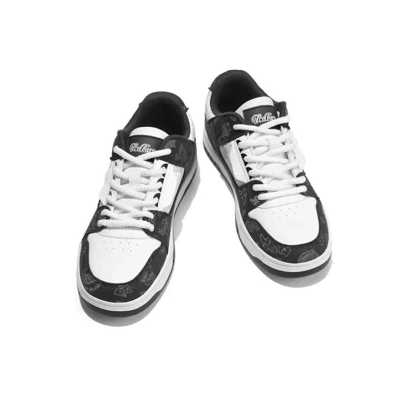TCELLARS Cushioning, Abrasion Resistant, Height Increasing Low Top Skateboard Shoes Unisex Panda White-3