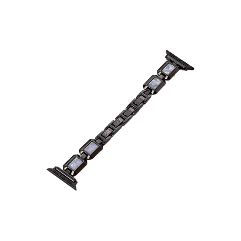 Warbler Dew Compatible With Apple Watch Apple Watch Band S9/S8/SE/7/6/5/4/3 Gold Alloy Block Silicone Strap-1