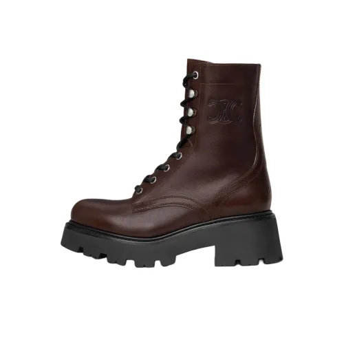 CELINE Triomphe Ankle Boots 4.5cm Women's Brown