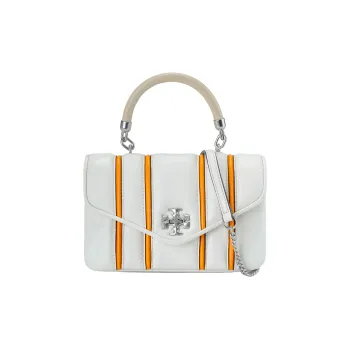 TORY BURCH Kira Leather With Patent Leather Shoulder Bag, Crossbody Bag, Handbag Mini Women's White