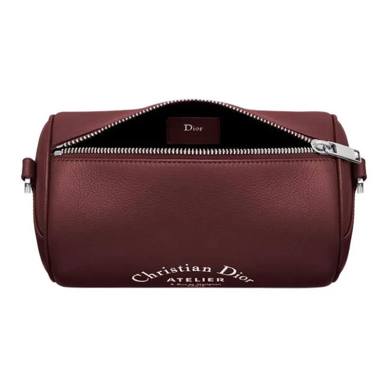 DIOR Calfskin Cylinder Bag Clutch Shoulder Bag Crossbody Bag Men's Burgundy-3