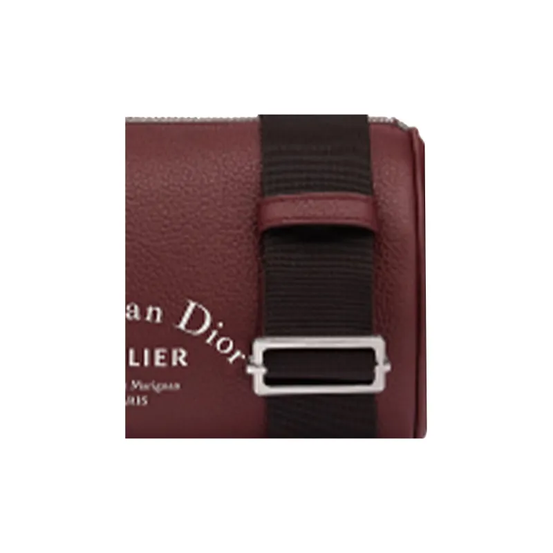 DIOR Calfskin Cylinder Bag Clutch Shoulder Bag Crossbody Bag Men's Burgundy-4