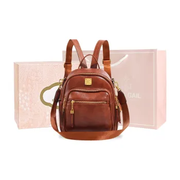 MISS GAIL Synthetic Leather Handbag Shoulder Bag Backpack Medium Size Women's Brown