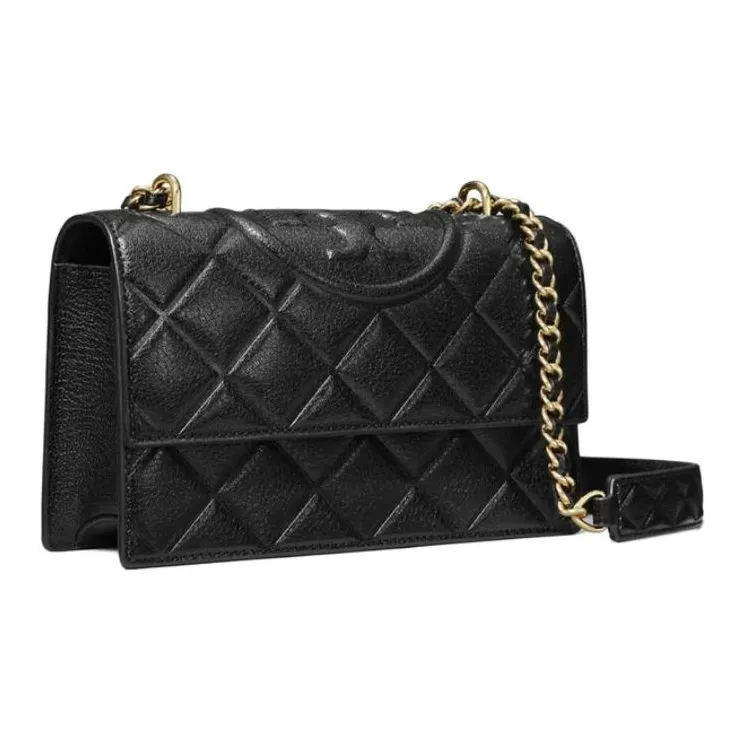 TORY BURCH Fleming Leather Crossbody Bag, Shoulder Bag Trumpets Women's Black-1