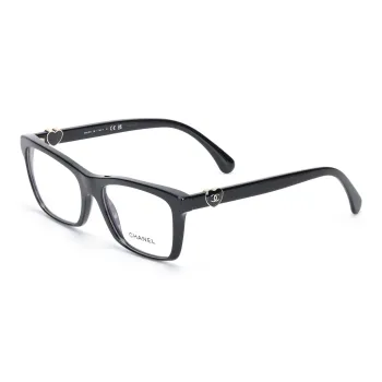 CHANEL Acetate Square Eyeglass Frames Women's Black