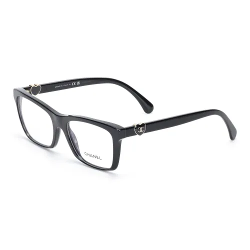 CHANEL Acetate Square Eyeglass Frames Women's Black