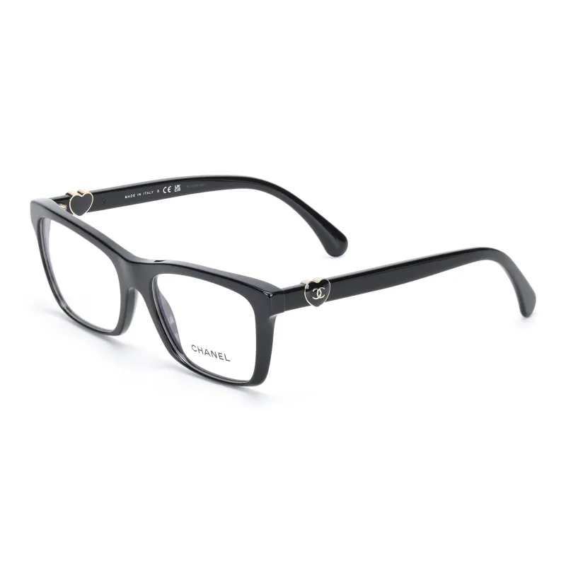 CHANEL Acetate Square Eyeglass Frames Women's Black-0
