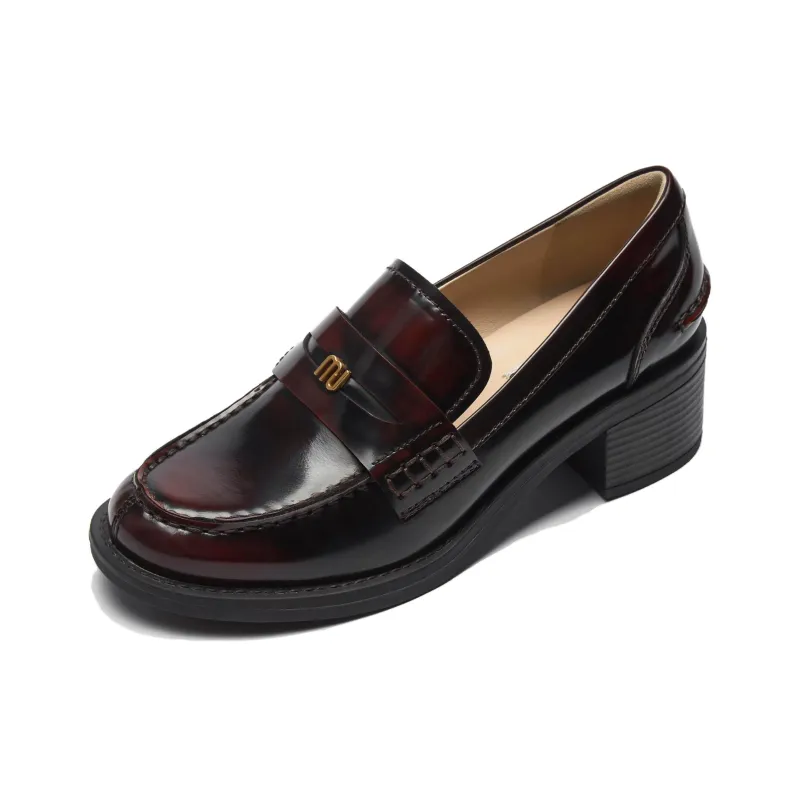 73Hours Jazz Red Tone Loafers 5cm Women's Burgundy-1