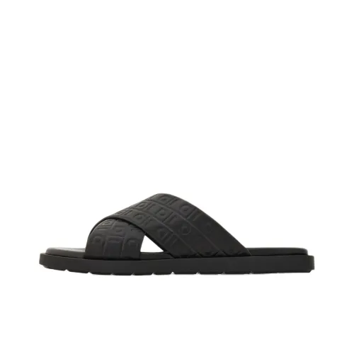FERRAGAMO Rubber Sole Slide Slippers Men's Black