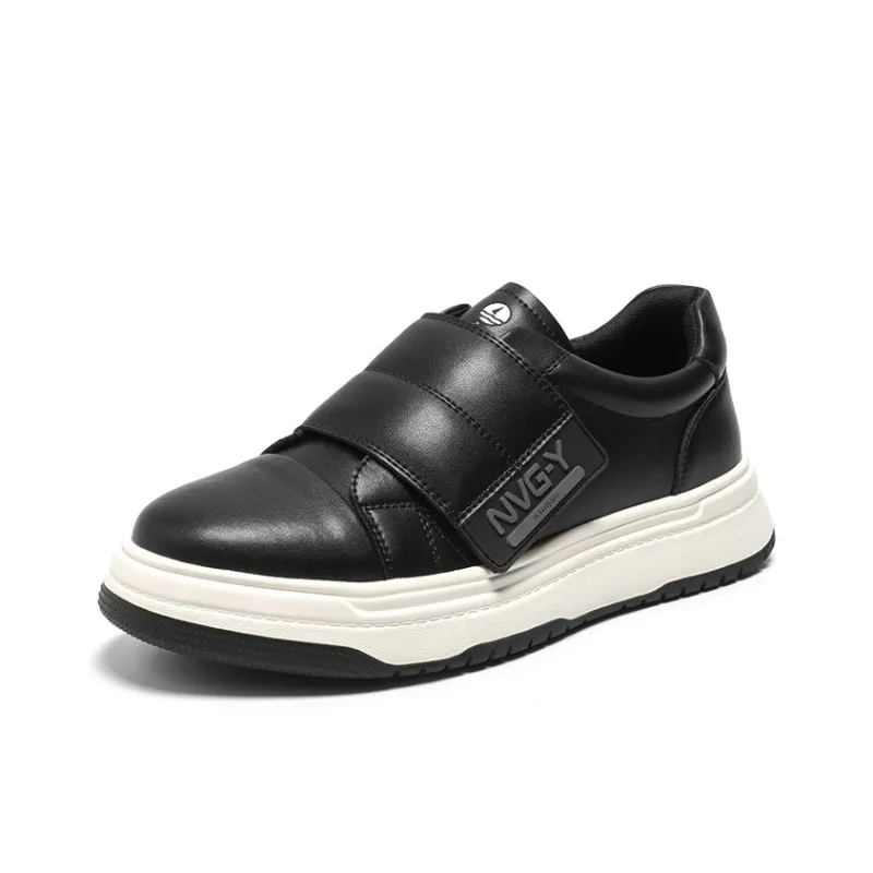 NAVIGARE Small Sailboats Height Increasing Low Top Skateboard Shoes Men's Black-1