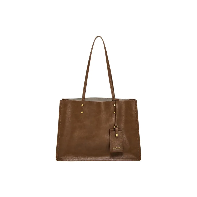 Simedin Cattle Cut Leather/fabric Tote Shoulder Bag Handbag Tubas Women's Coffee-1