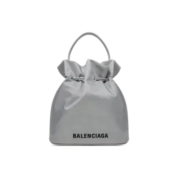 Balenciaga WHEEL Polyamide Bucket Bags Shoulder Bag Crossbody Bag Handbag Small Size Women's Gray