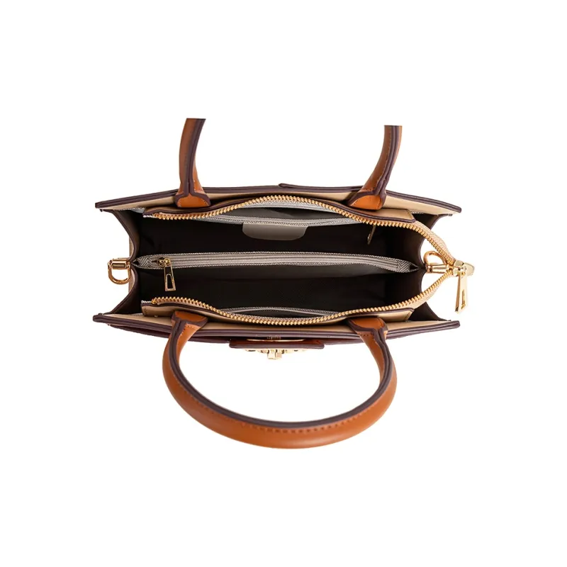 Vigno Synthetic Leather Handbag One Shoulder Crossbody Tote Pack Regular Women's Apricot-5