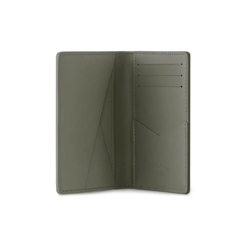 LOUIS VUITTON Calfskin Card Holder Men's Olive Green-3