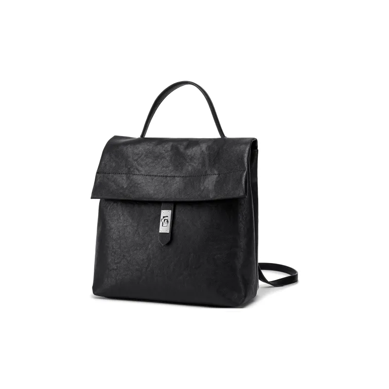 FAIRWHALE PU Double Shoulder One Shoulder Handbag Regular Women's Black/Apricot-1
