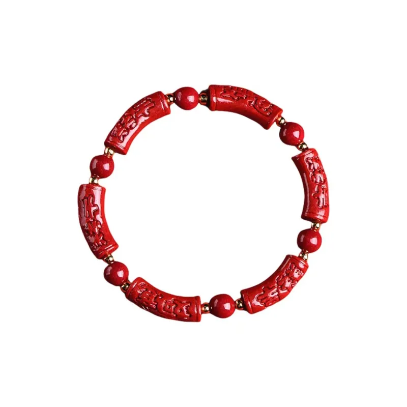 ZUIWENGLANGYASHANWENCHUANG Reconstructed Cinnabar Bracelets Unisex-0