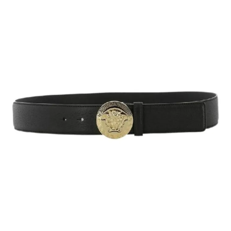 VERSACE Leather Metal Leather Belts Men's Black --0