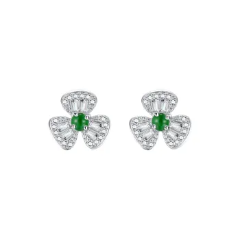 QIXIANG Ice Glutinous Jadeite Stud Earrings Women's