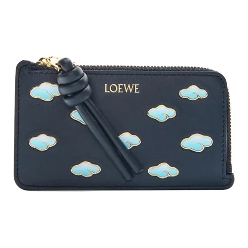 LOEWE Cow Leather Card Holder Women's Blue